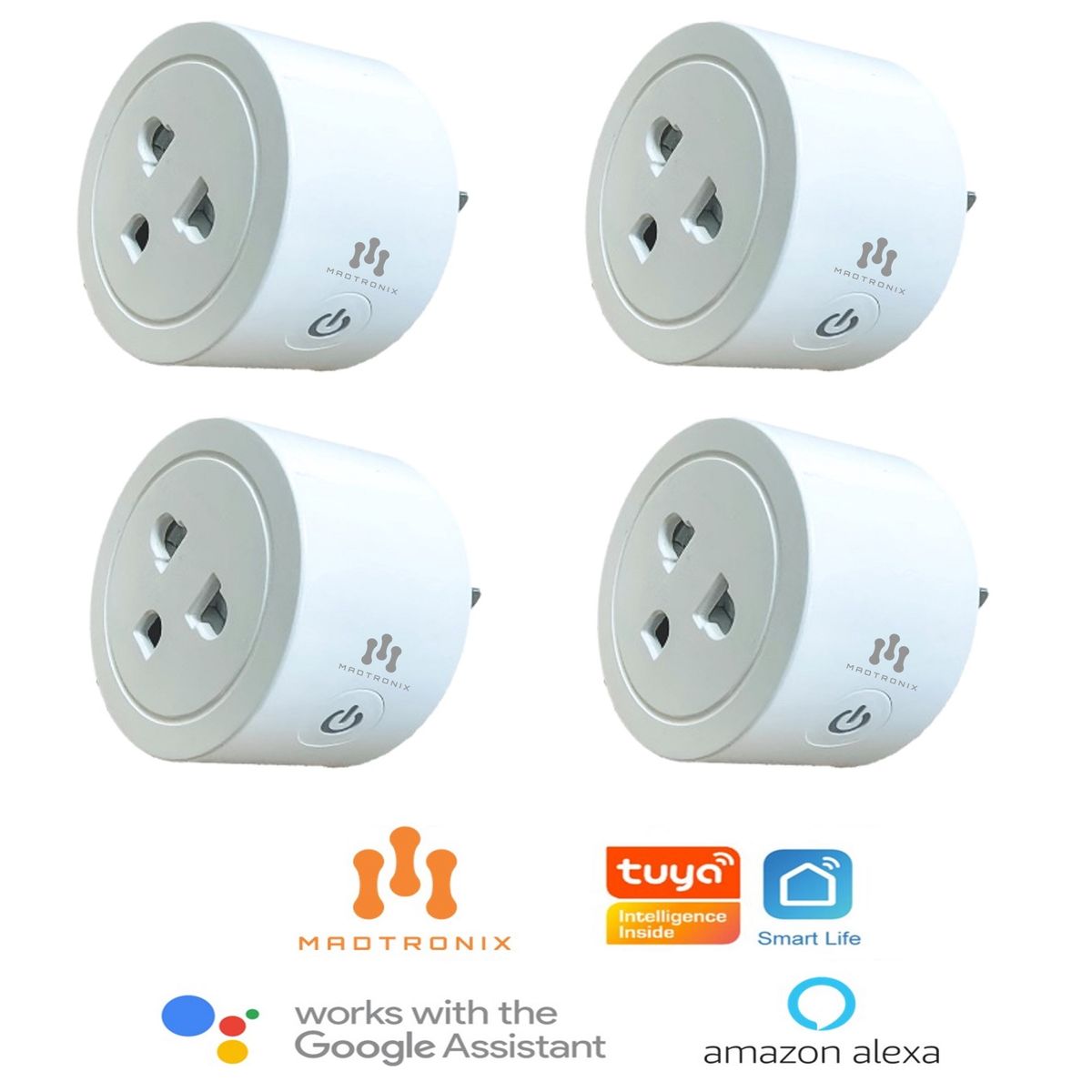 MADTRONIX - Enchufe Inteligente Smart Wifi  compatible Google  y Alexa Pack x 4