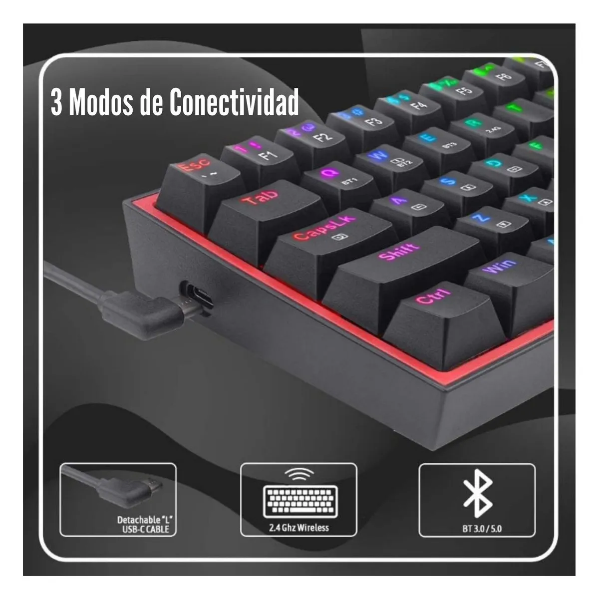 REDRAGON - Redragon - Teclado Fizz Pro K616 RGB Wireless Switch Red Black Español