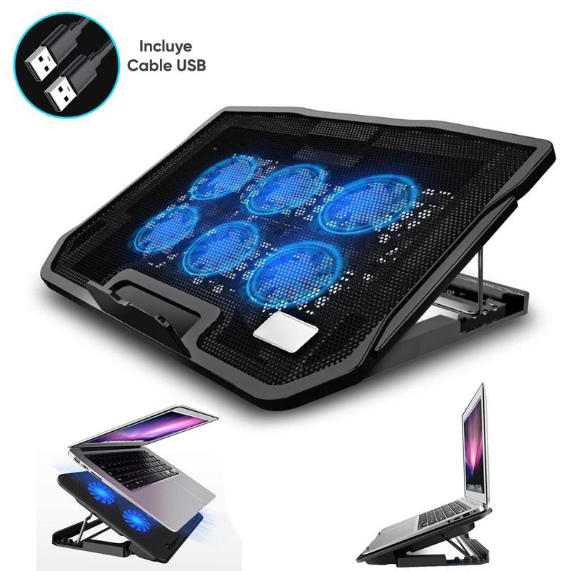 GENERICO - Cooler Ventilador para Laptop y Notebook - Soporte Base 6 Ventilador