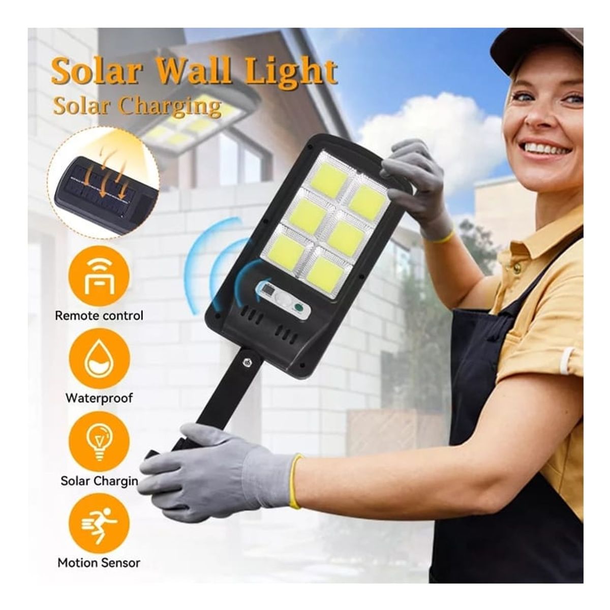 GENERICO - MINI LÁMPARA SOLAR 6 CELDAS 120 LED EXTERIOR Sensor Movimiento