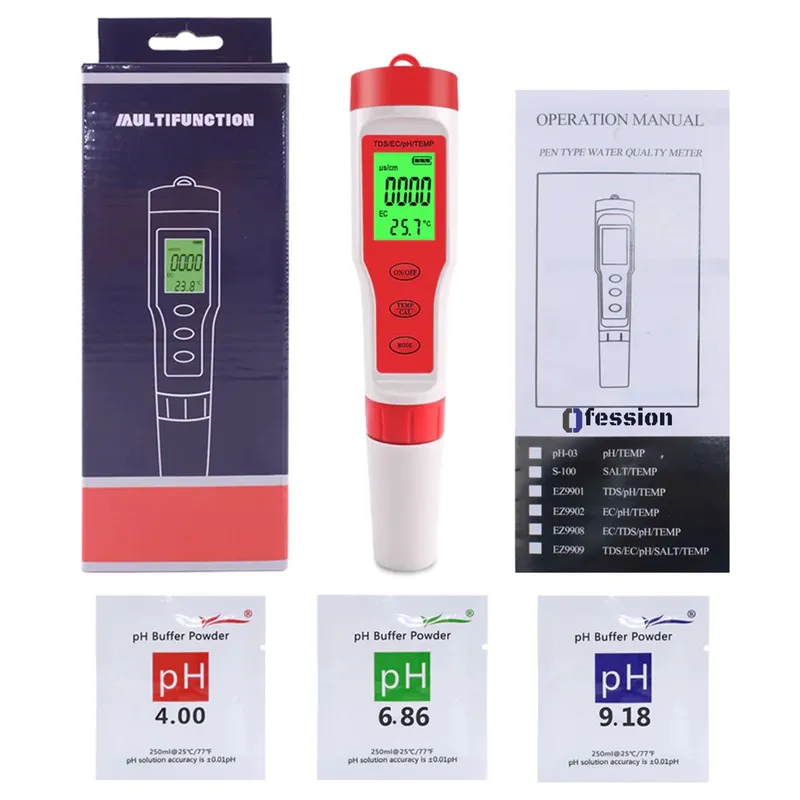GENERICO - Medidor Ph Metro TDS Digital Peachimetro Laboratorio Liquidos 4 en 1
