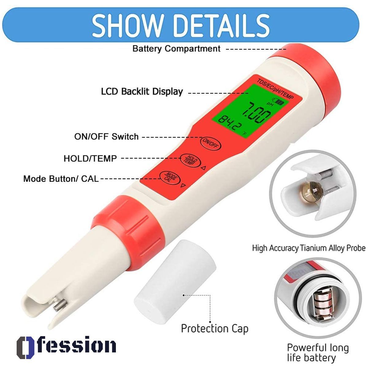 GENERICO - Medidor Ph Metro TDS Digital Peachimetro Laboratorio Liquidos 4 en 1