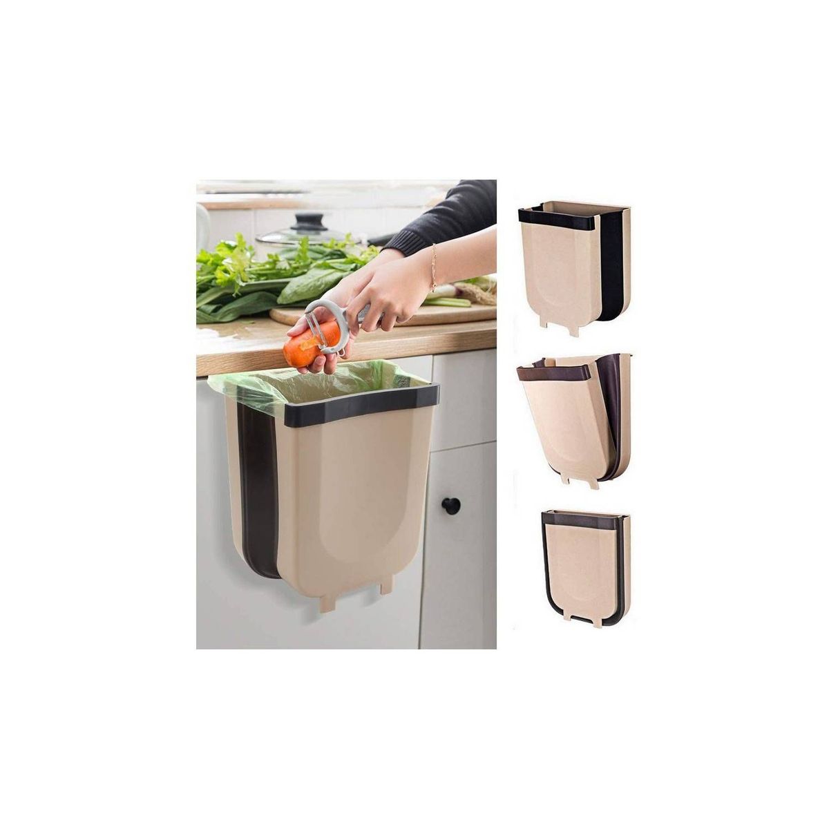 GENERICO - Tacho de basura plegable colgante ecológico multifuncional