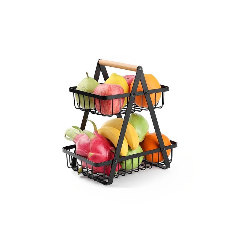GENERICO - Cesta de Metal 2 Niveles para Frutas Multiusos