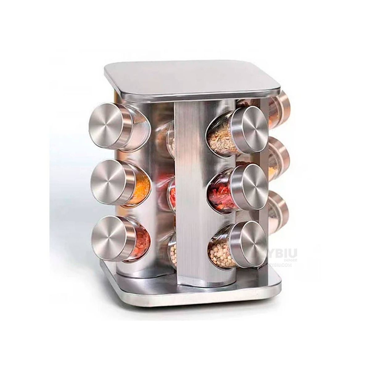 GENERICO - Especiero de Vidrio con Base Metalica 12 Frascos