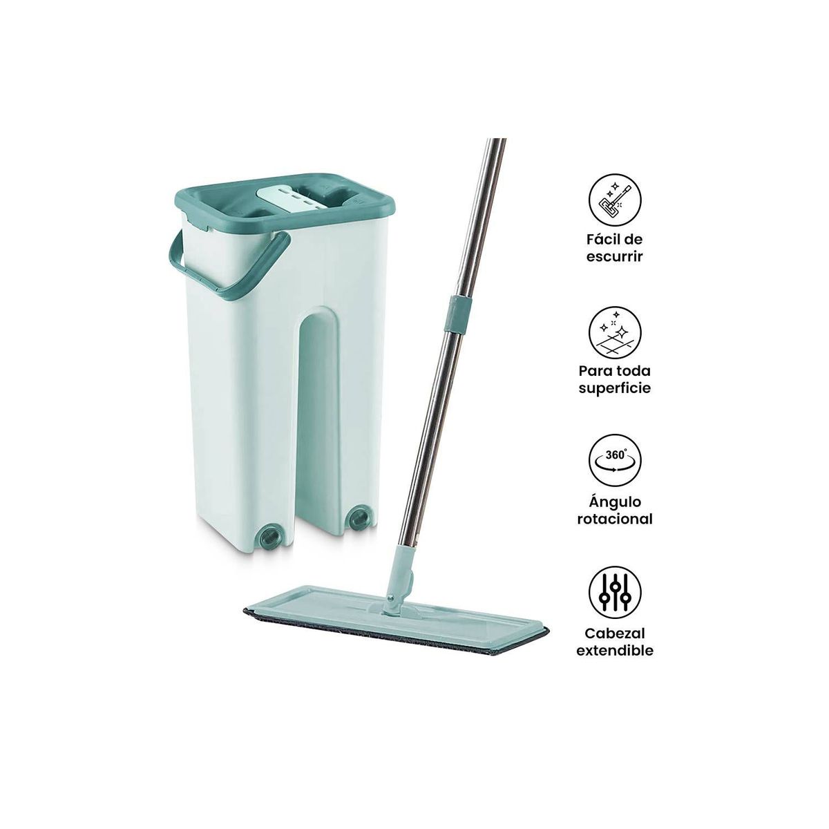 GENERICO - Escurridor y Trapeador Plano Rectangular 360° - Verde