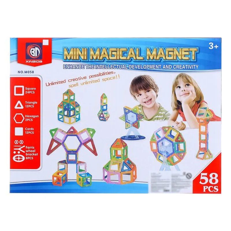 GENERICO - Bloques Magnéticos 58 Piezas Didácticos Multicolor
