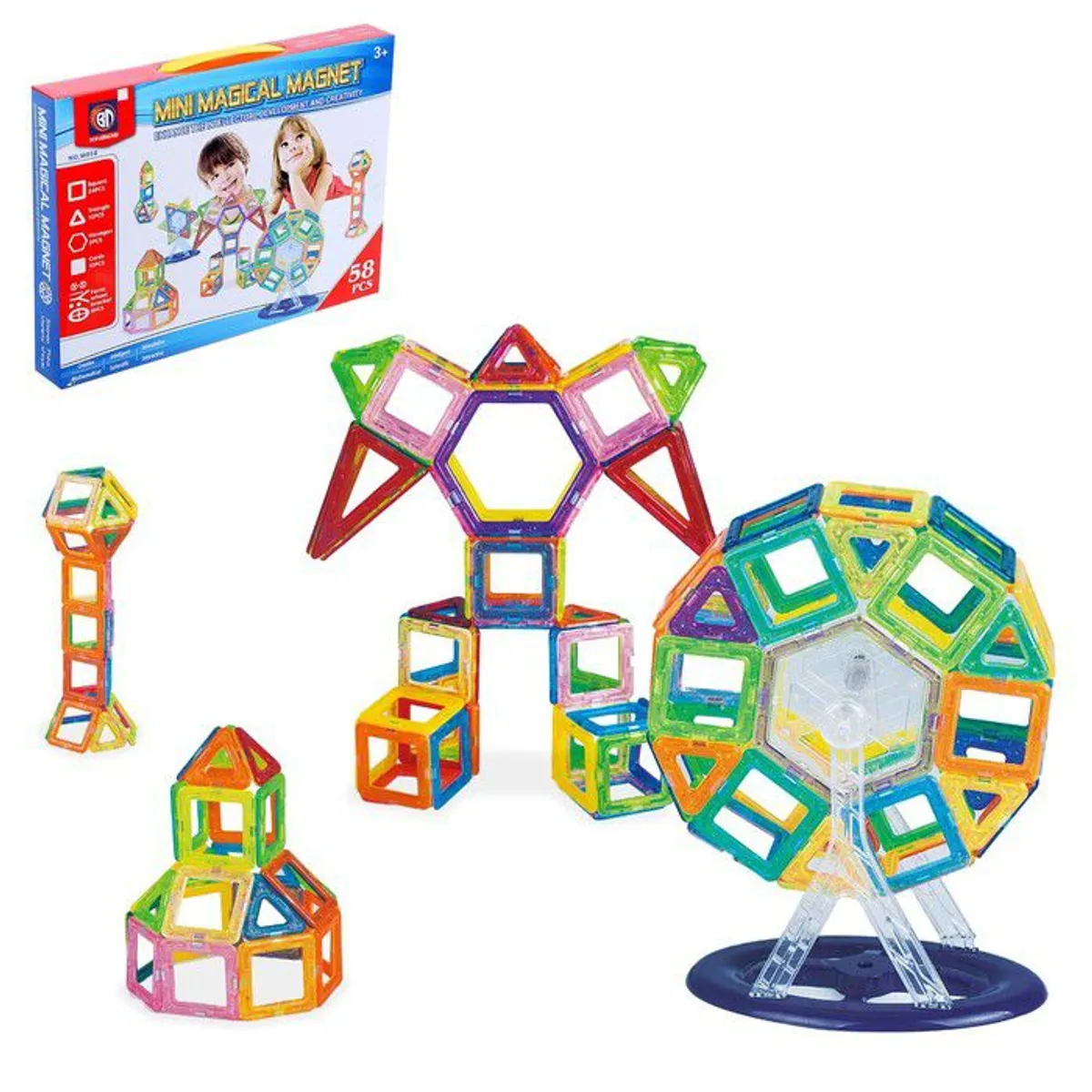 GENERICO - Bloques Magnéticos 58 Piezas Didácticos Multicolor