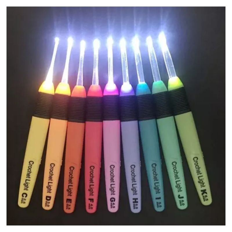 GENERICO - Set 8 Crochet Led, Agujas De Ganchillo Led Agujas De Tejer.