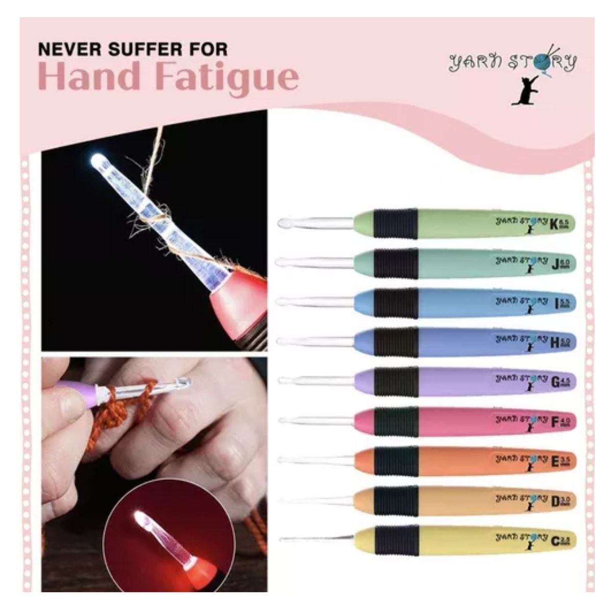 GENERICO - Set 8 Crochet Led, Agujas De Ganchillo Led Agujas De Tejer.