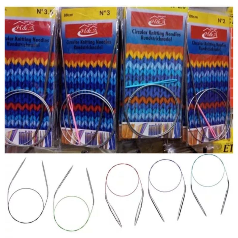GENERICO - Set De 11 Agujas De Tejer Circulares Más 11 Agujas Plástico