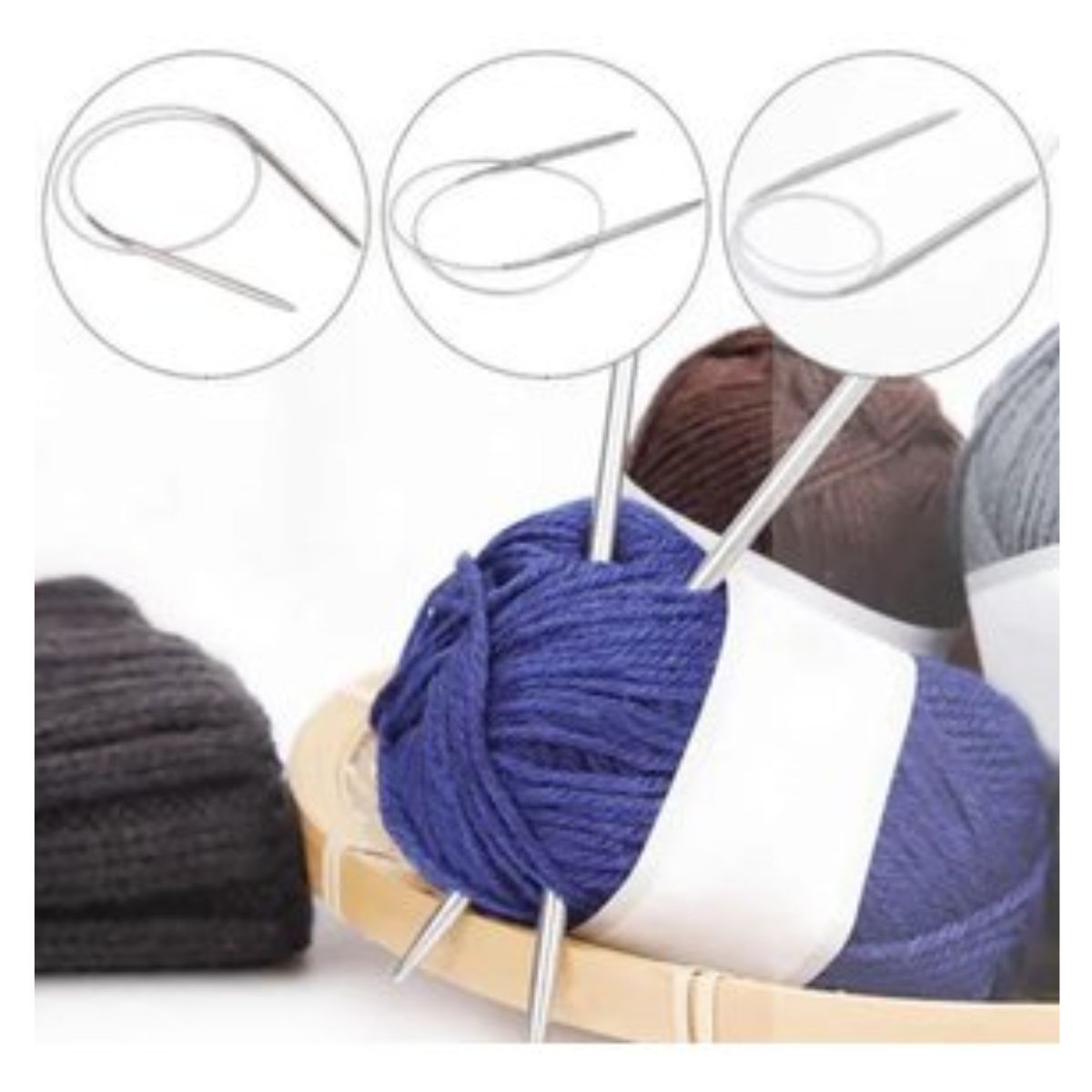GENERICO - Set De 11 Agujas De Tejer Circulares Más 11 Agujas Plástico