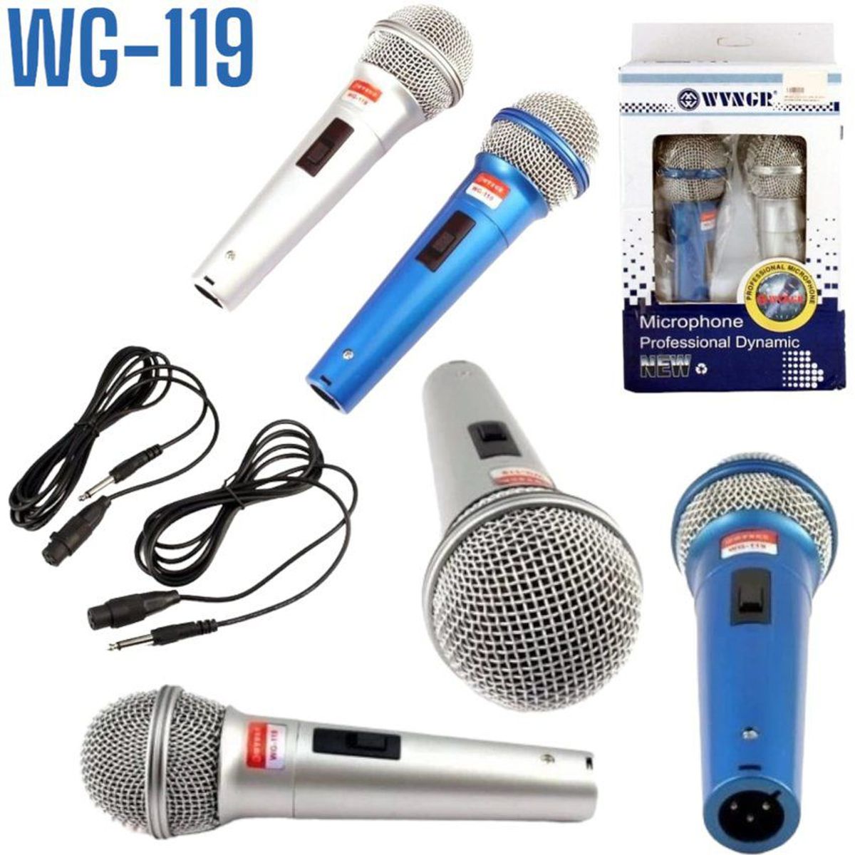 GENERICO - Par micrófonos profesionales unidireccional con dos cables de 2,5 m