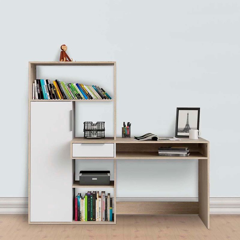 VENTITAS HOME - Escritorio Moderno Premium Matthew Ventitas Perú Color Rovere y Blanco