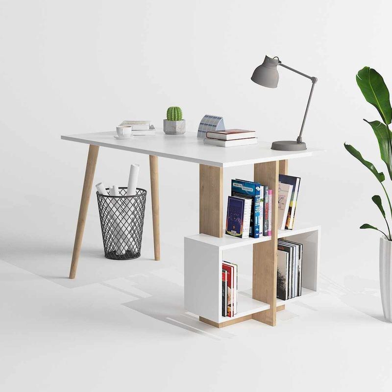 VENTITAS HOME - Escritorio Vintage con Repisa Envy Ventitas Home Color Duna y Blanco