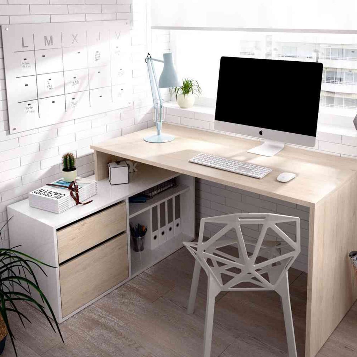 VENTITAS HOME - Escritorio Moderno Arantxa Ventitas Home Blanco y Duna