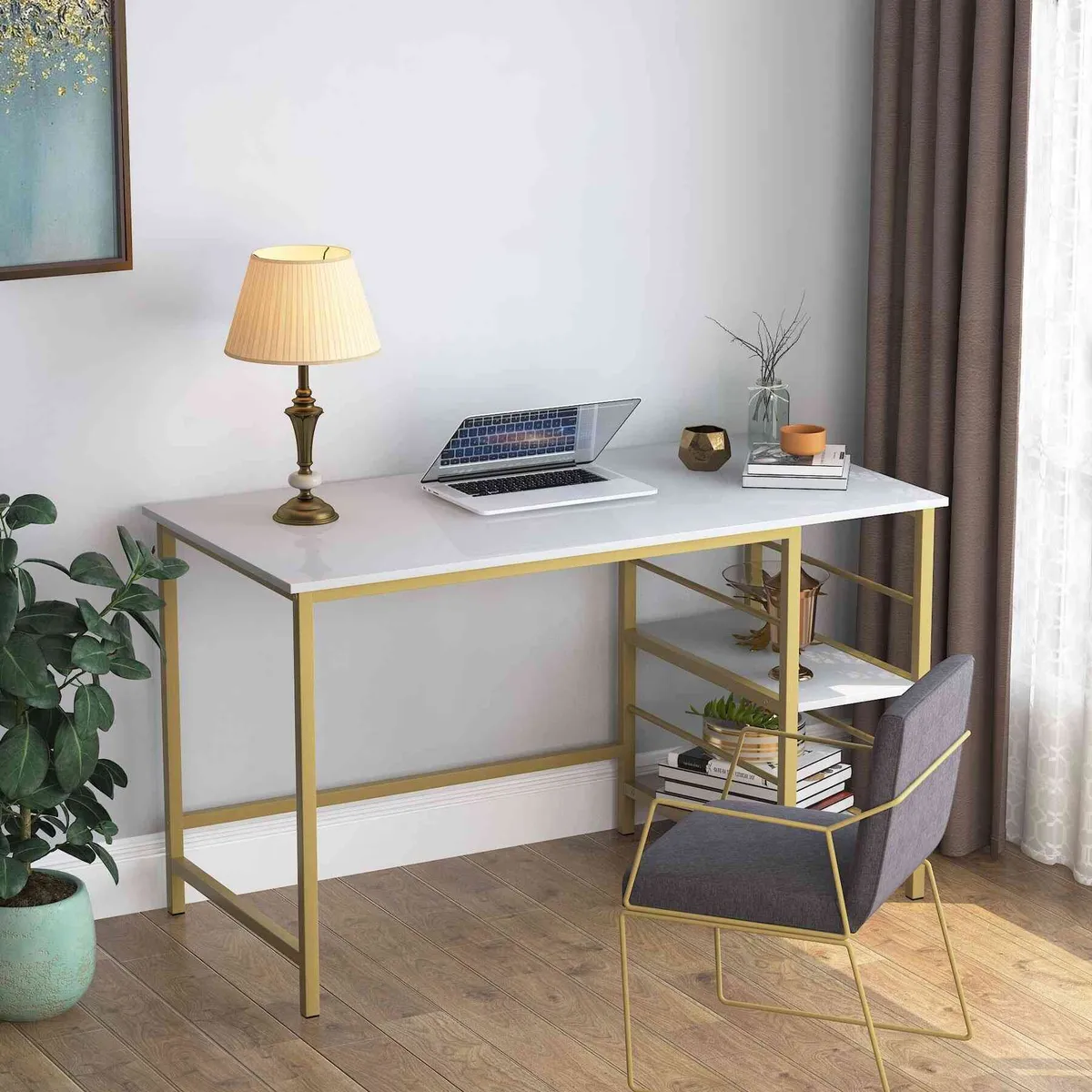 VENTITAS HOME - Escritorio Contemporáneo Golden Bonnie Ventitas Perú Blanco