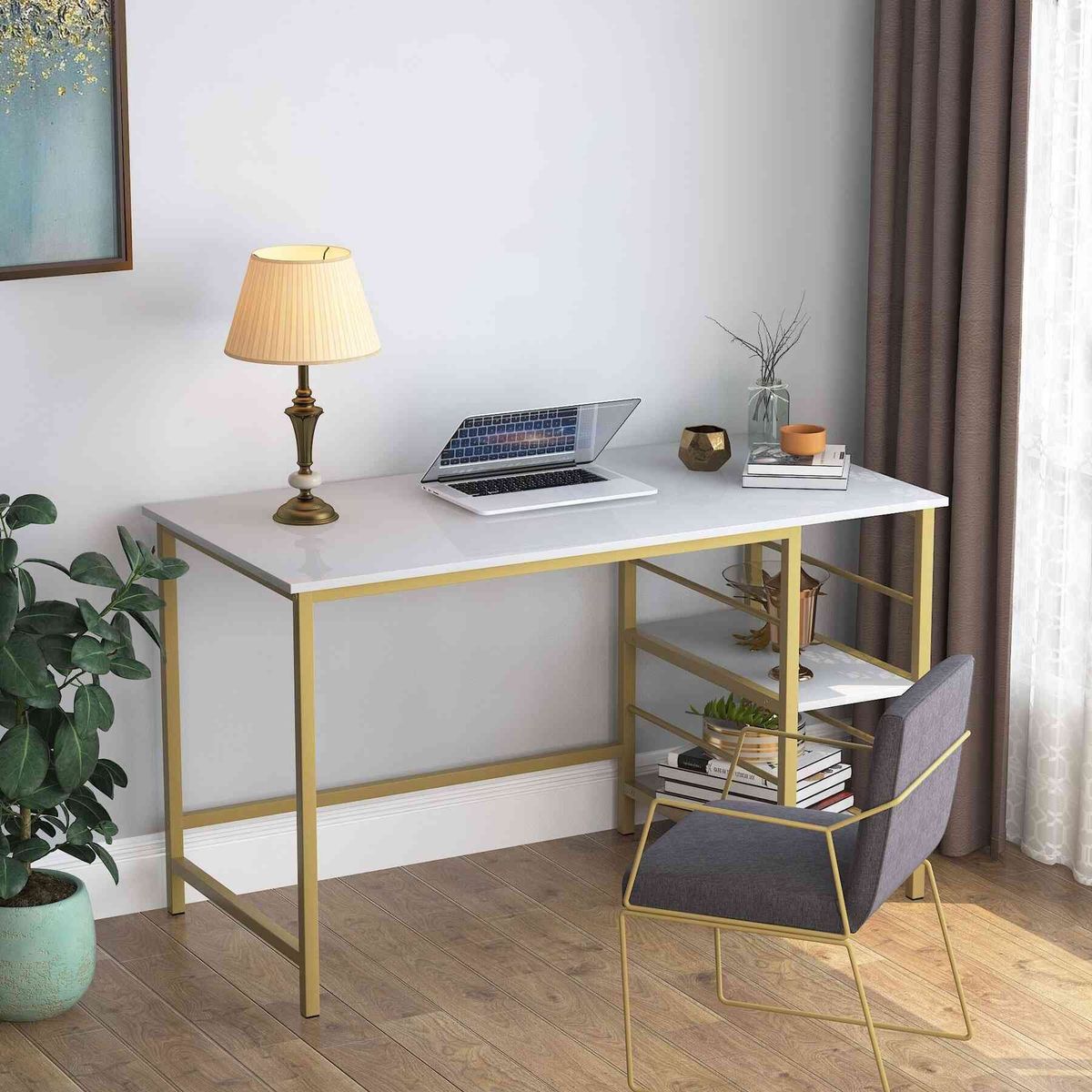 VENTITAS HOME - Escritorio Contemporáneo Golden Bonnie Ventitas Perú Blanco