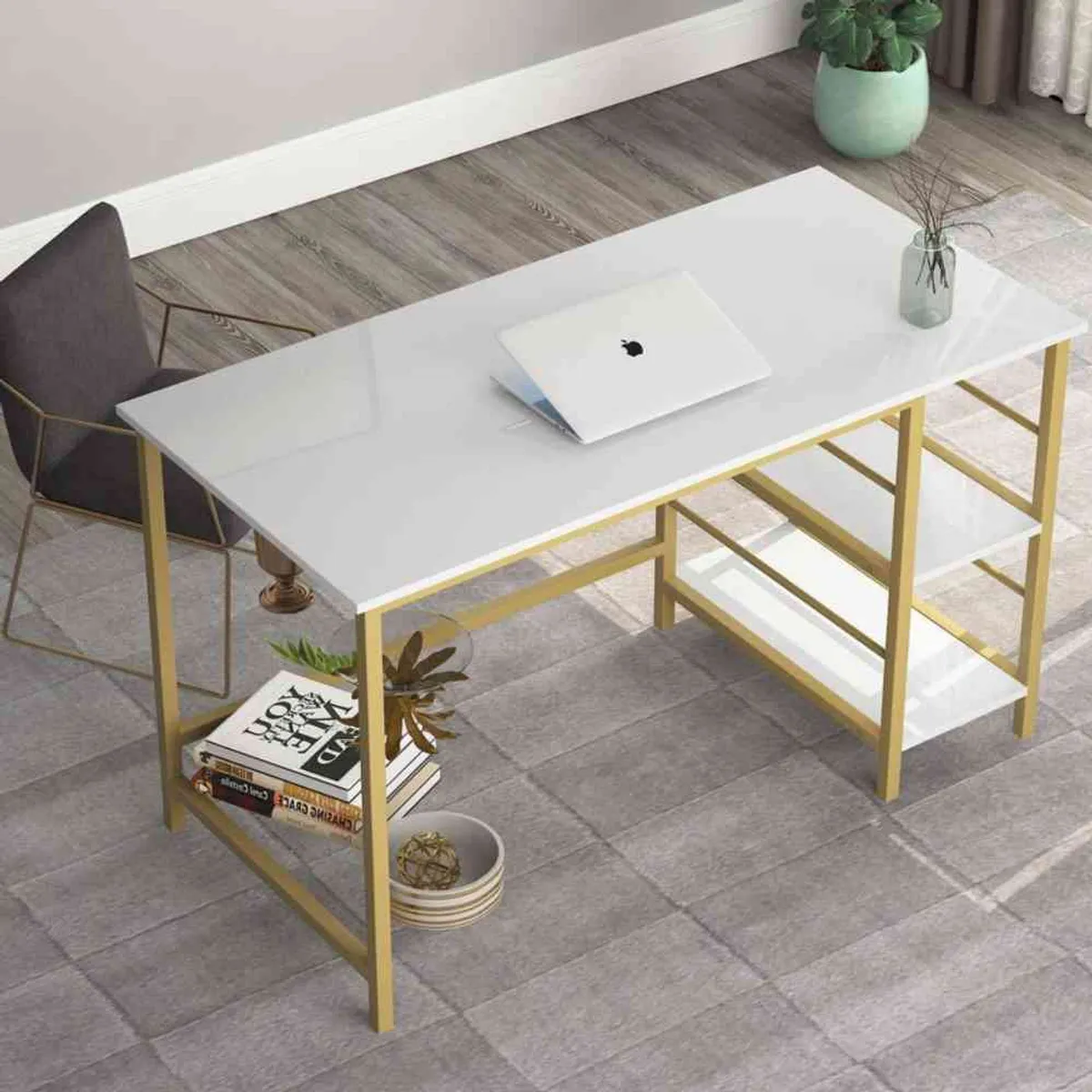VENTITAS HOME - Escritorio Contemporáneo Golden Bonnie Ventitas Perú Blanco