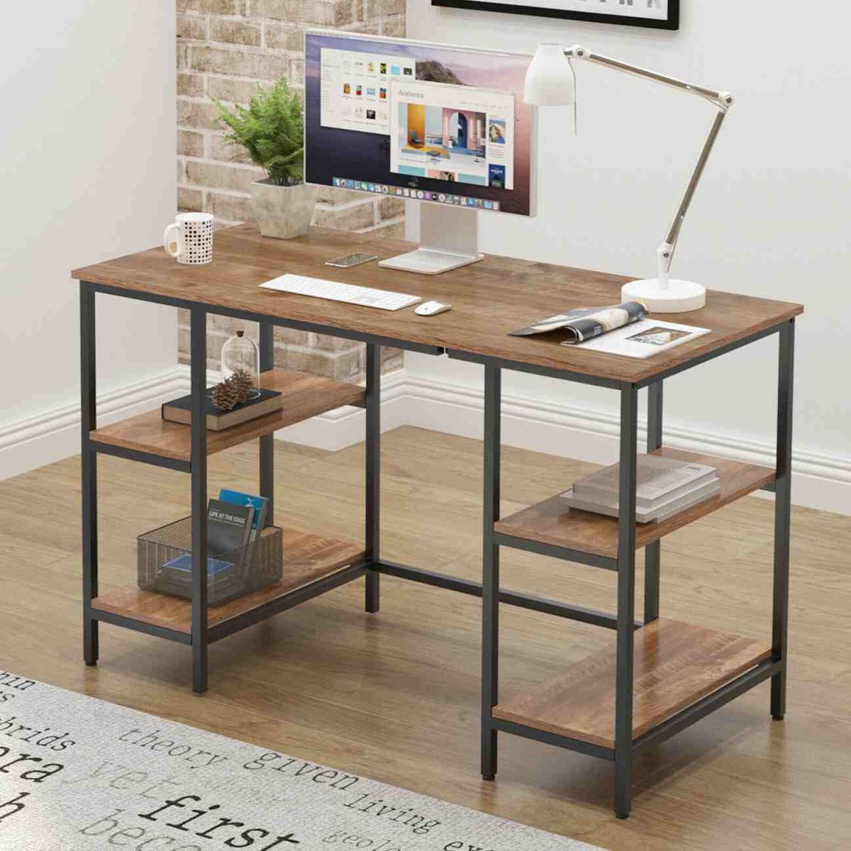 VENTITAS HOME - Escritorio Industrial Dahlia con Repisas Ventitas Perú Color Gales