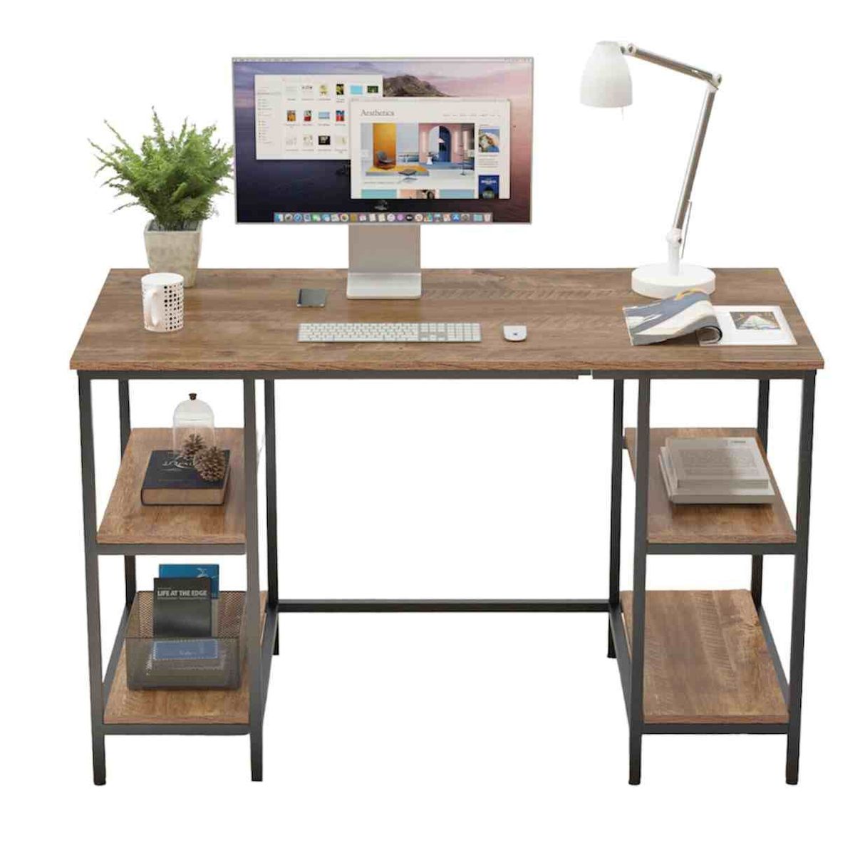 VENTITAS HOME - Escritorio Industrial Dahlia con Repisas Ventitas Perú Color Gales