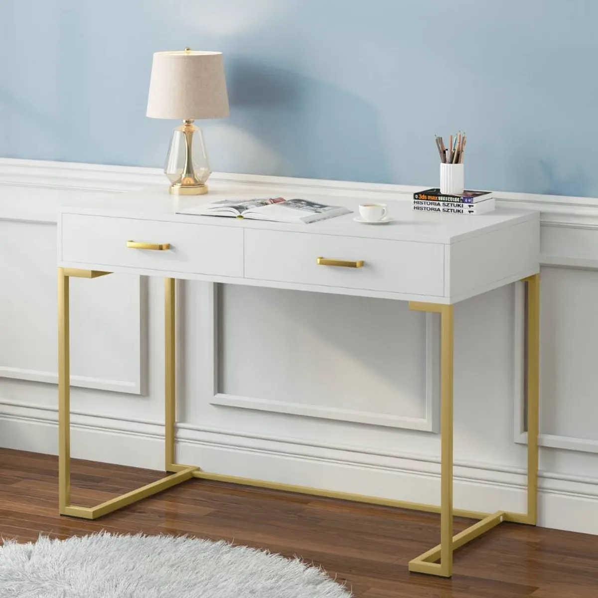 VENTITAS HOME - Escritorio Contemporáneo Golden Kamoneé Ventitas Home Blanco