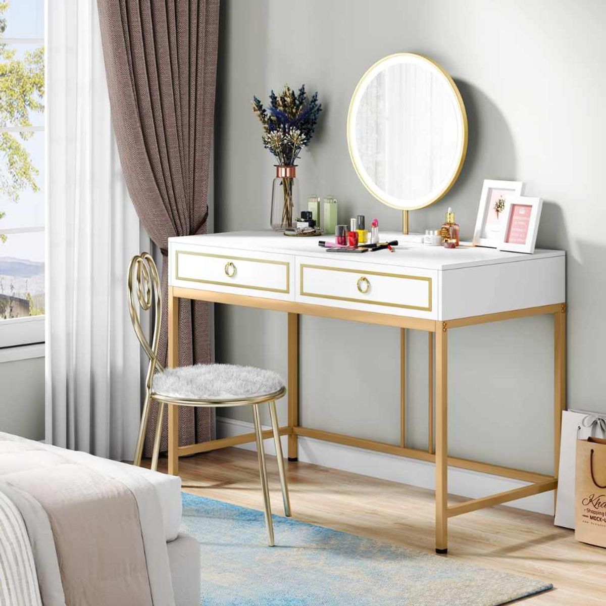 VENTITAS HOME - Escritorio Contemporáneo Golden Luvellé Ventitas Perú Blanco