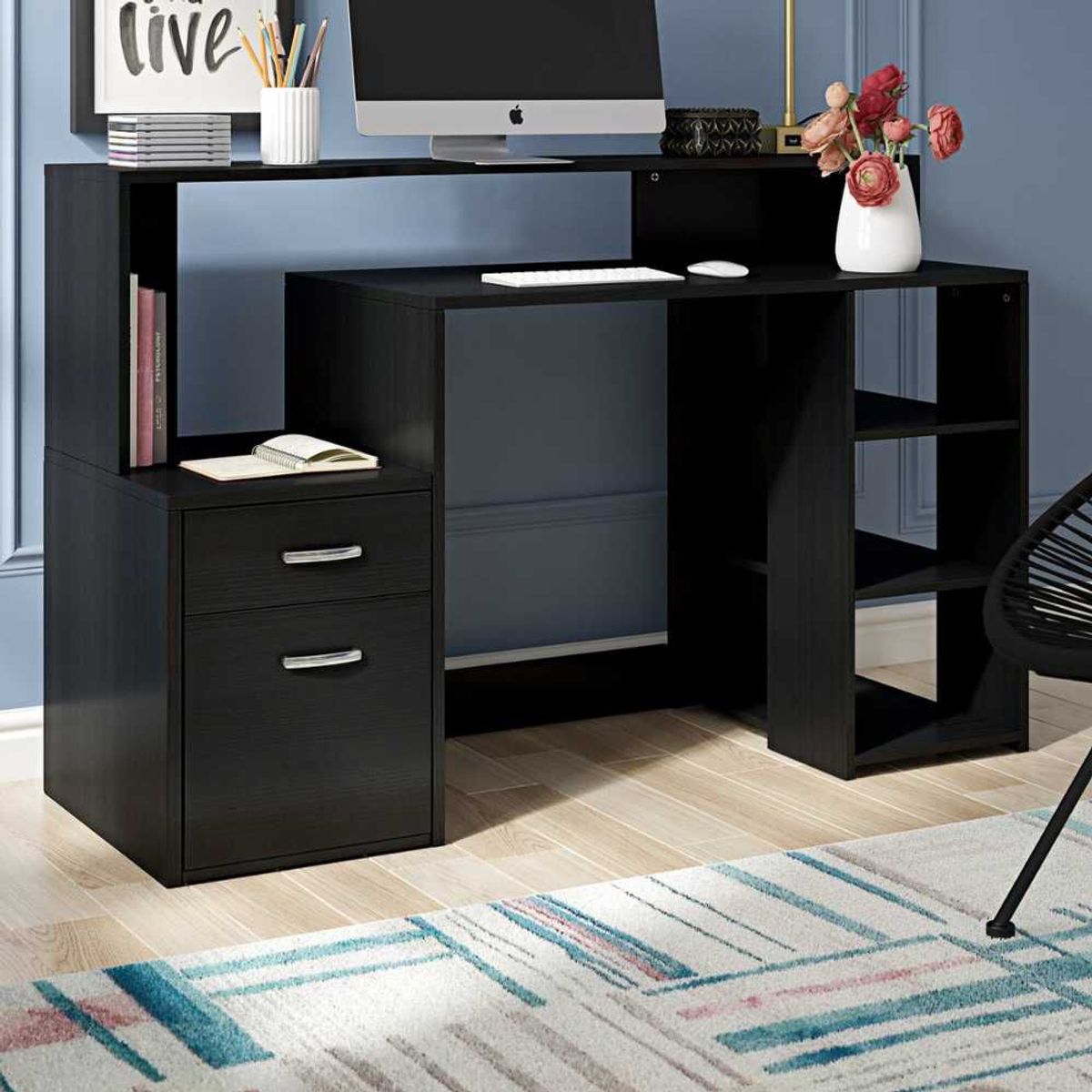 VENTITAS HOME - Escritorio Archivador Moderno Molina Ventitas Perú Negro