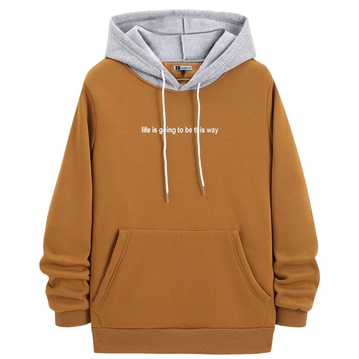 YANSUS - Polera Hombre Yansus Camello Life Is Going