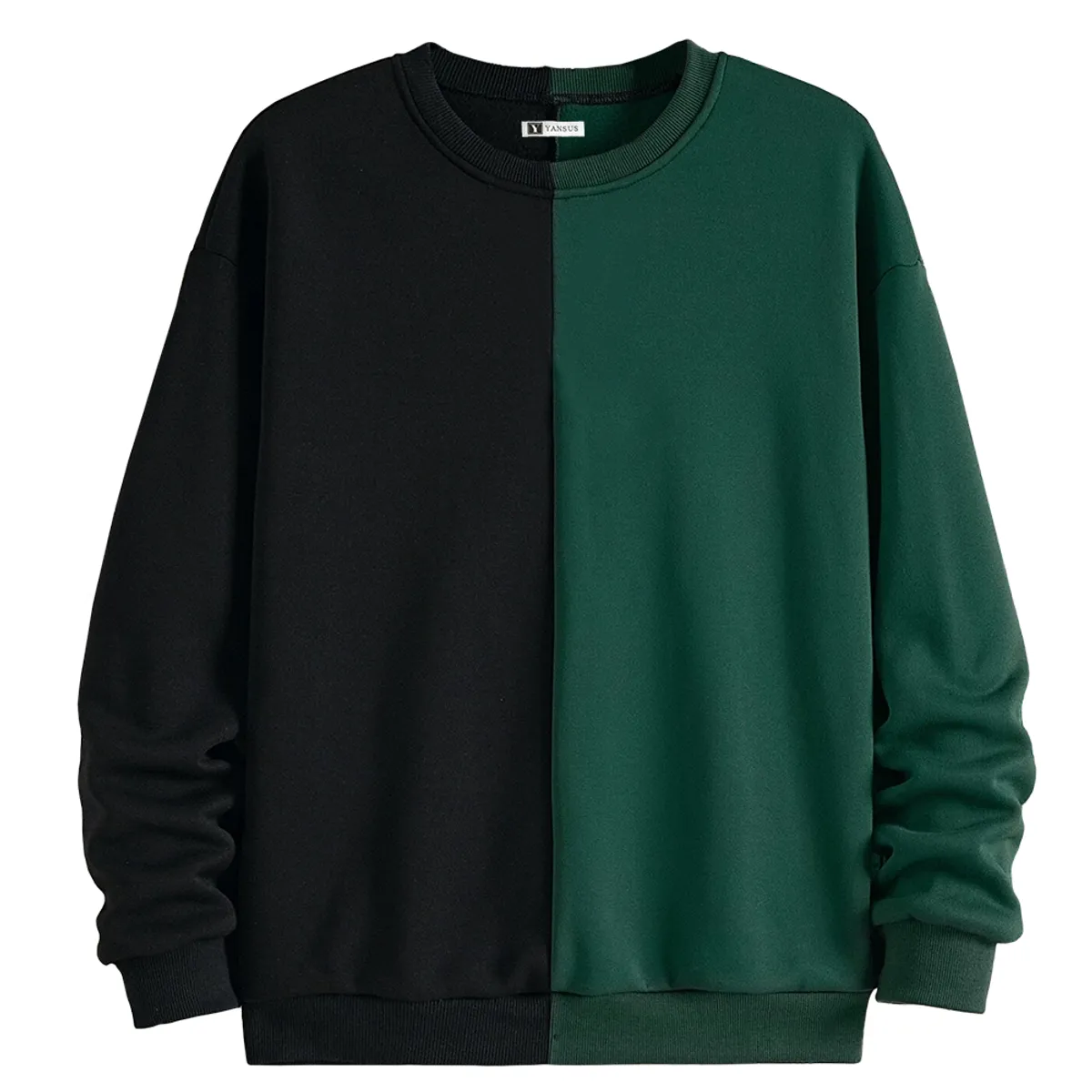 YANSUS - Polera Hombre Yansus Bicolor Vertical Verde Militar Negro