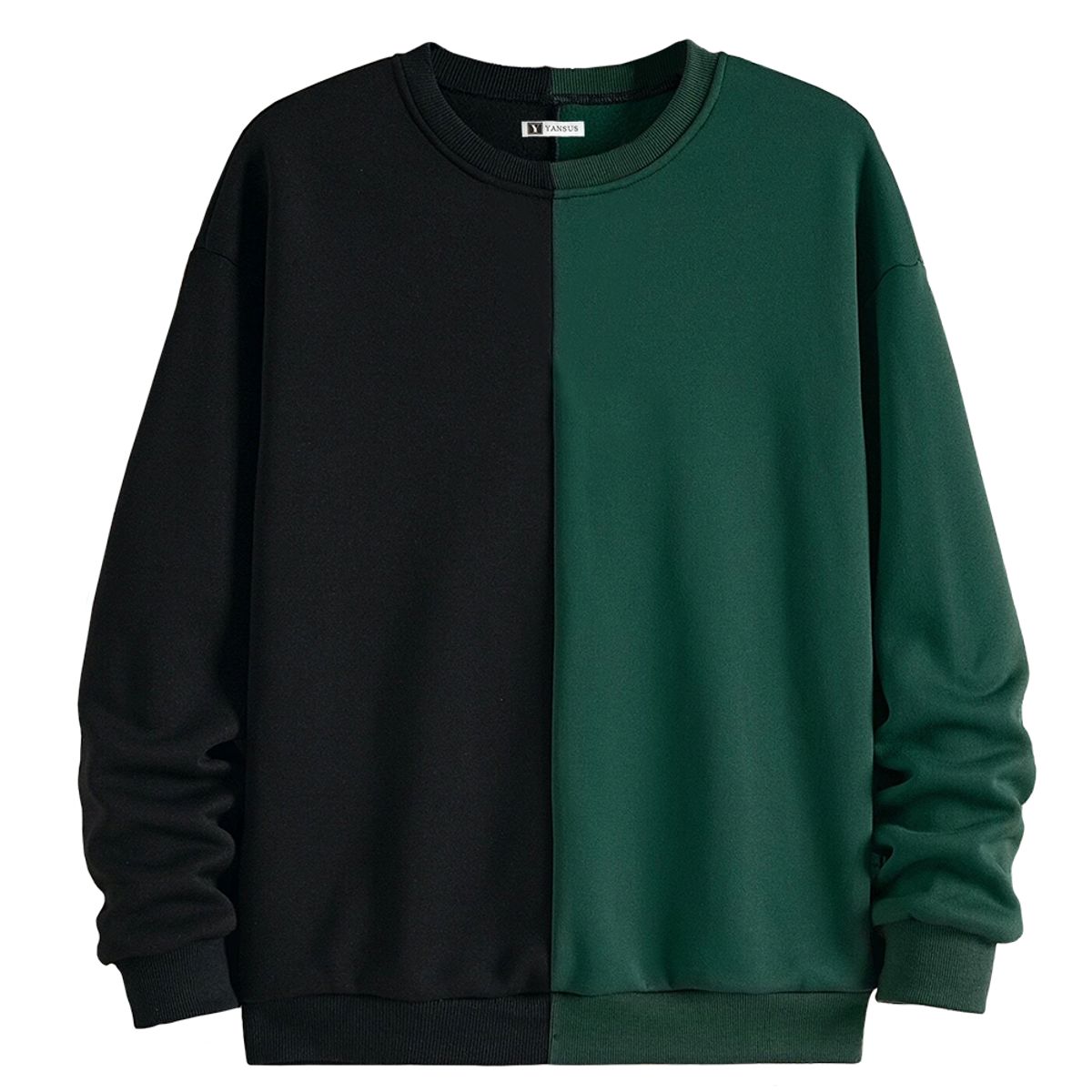YANSUS - Polera Hombre Yansus Bicolor Vertical Verde Militar Negro