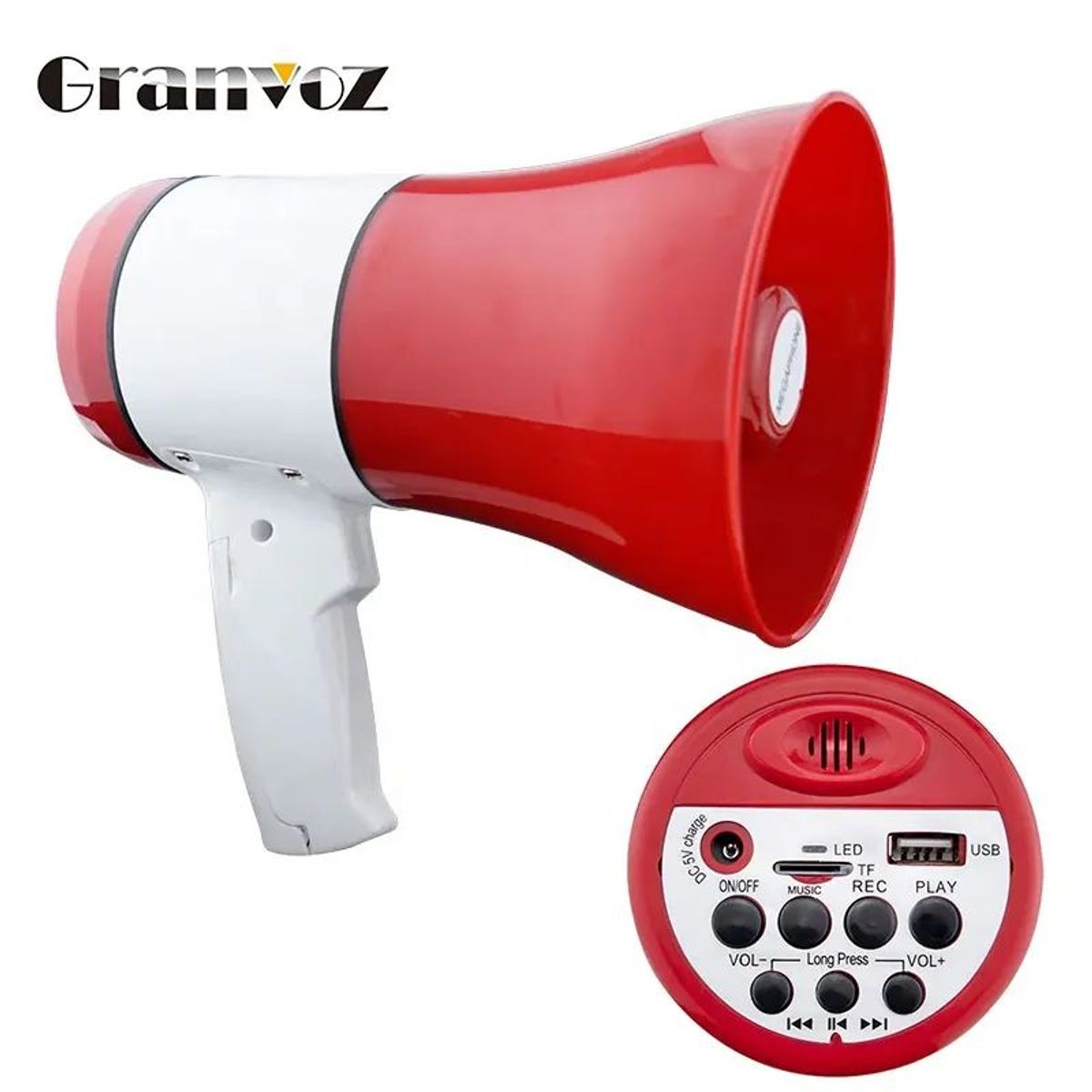 GENERICO - Megafono 35W Recargable Sirena Grabacion de 240 Segundos