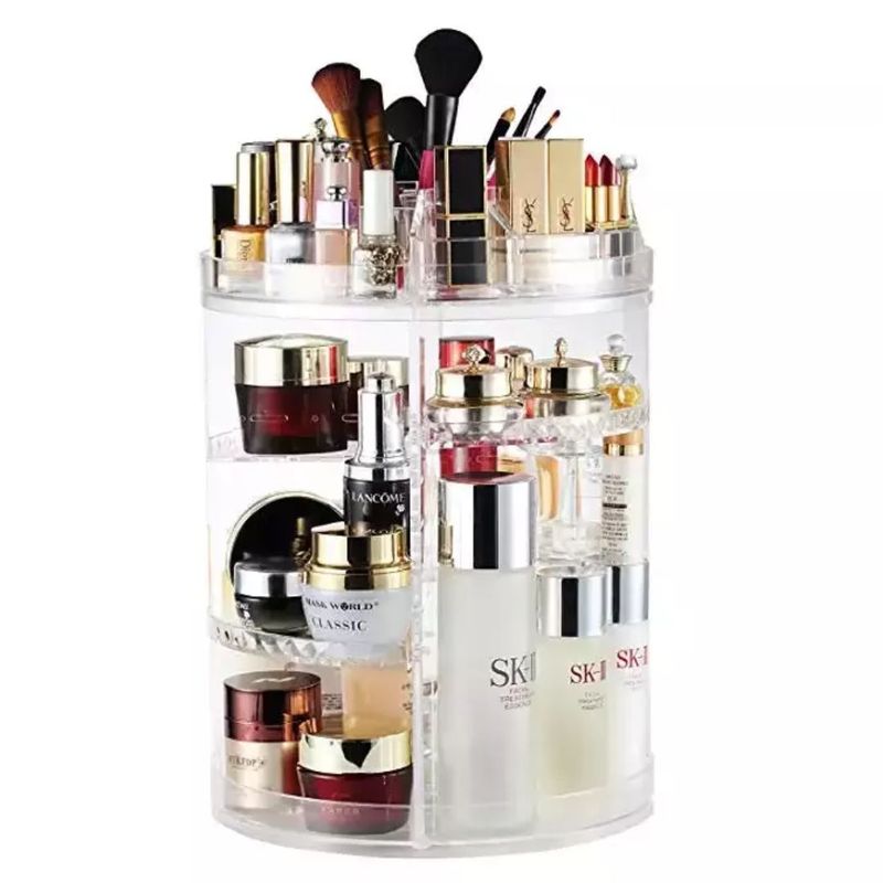 GENERICO - Organizador Acrilico para Maquillaje Cosmeticos 360 Grados Giratorio