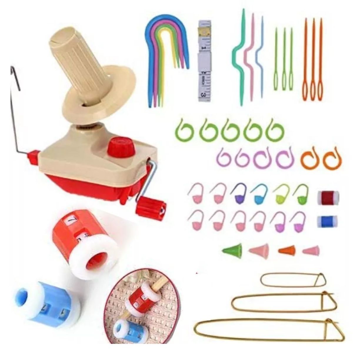 GENERICO - Ovilladora De Lana Manual Ovillador Devanador 43 Accesorios.