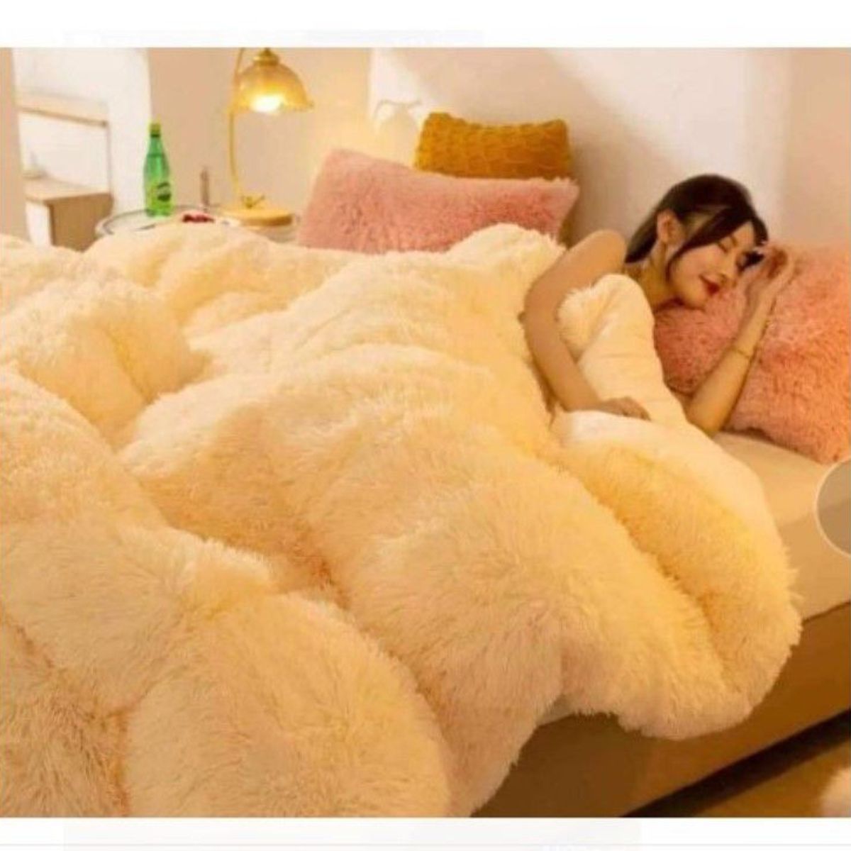 GENERICO - Edredones de Peluche Set de 4 Piezas de Calidad  CAMELLO CLARO