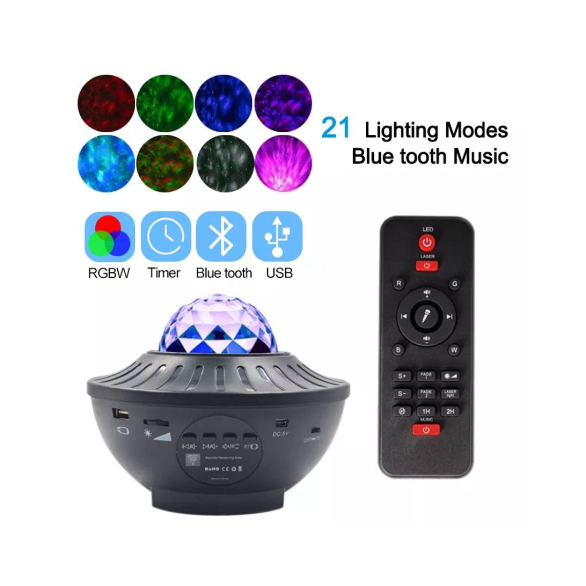 GENERICO - Proyector de Galaxia Luces Led Bluetooth con Parlante Control Remoto