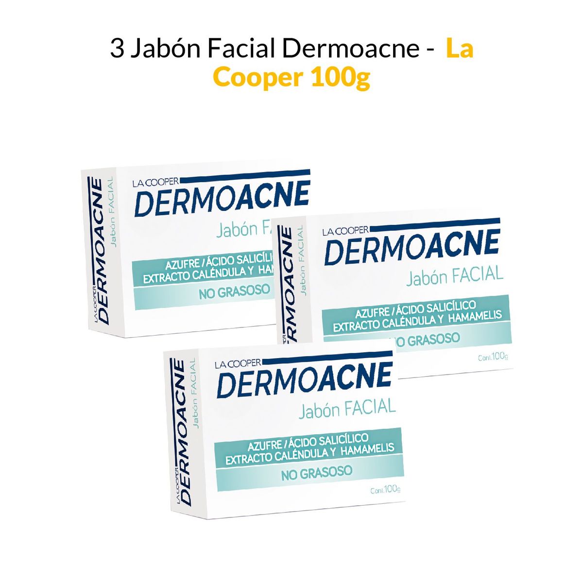 GENERICO - 3 Jabón Facial Dermoacne - La Cooper 100g