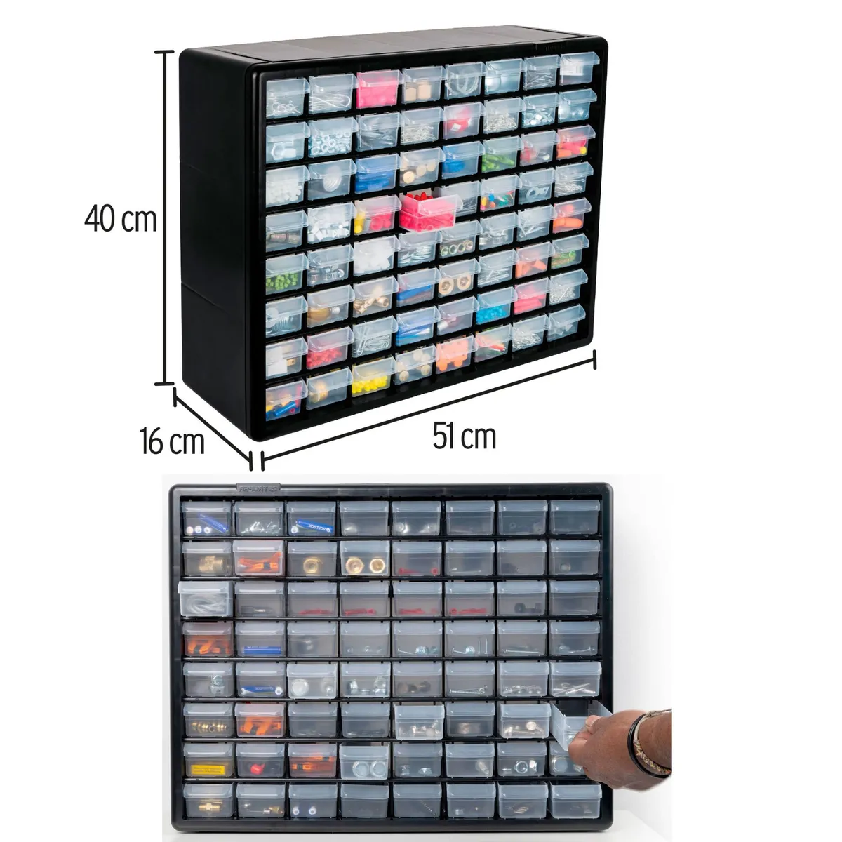 TRUPER - Organizador 64 compartimientos, Organizador 16 gavetas