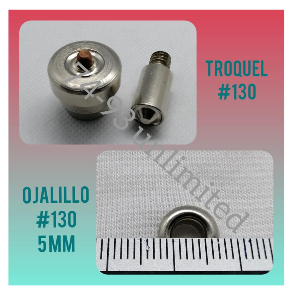 GENERICO - 1000 Ojales Ojalillo Ojal Metálico N° 130 (5 Mm) Más Troquel