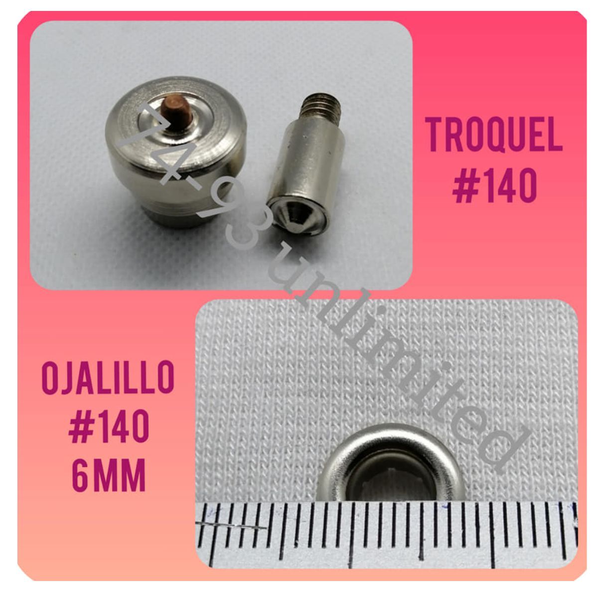 GENERICO - 1000 Ojales Ojalillo Ojal Metálico N° 140 (6 Mm) Más TROQUEL.