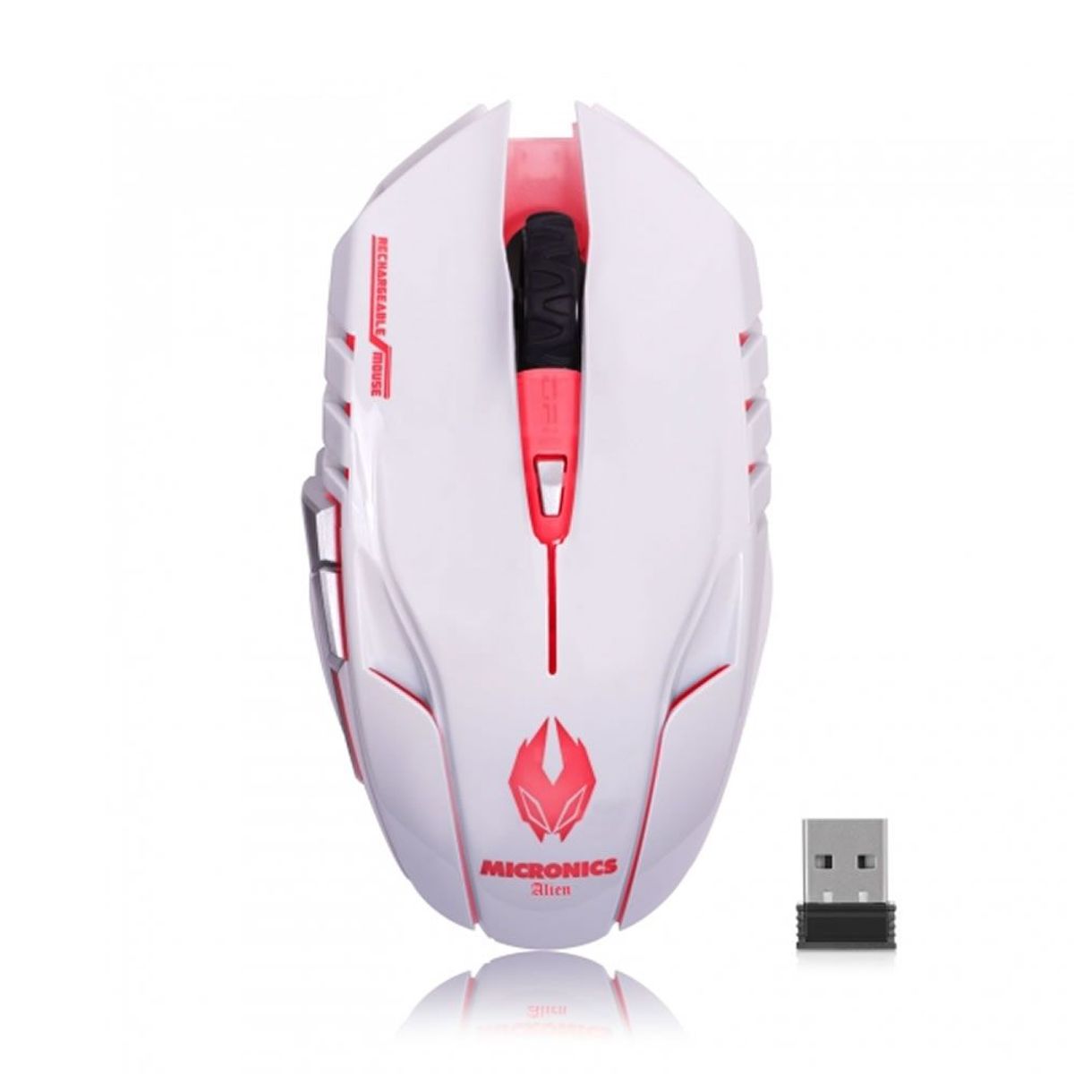 MICRONICS - Mouse Gamer Inalámbrico Alien Blanco