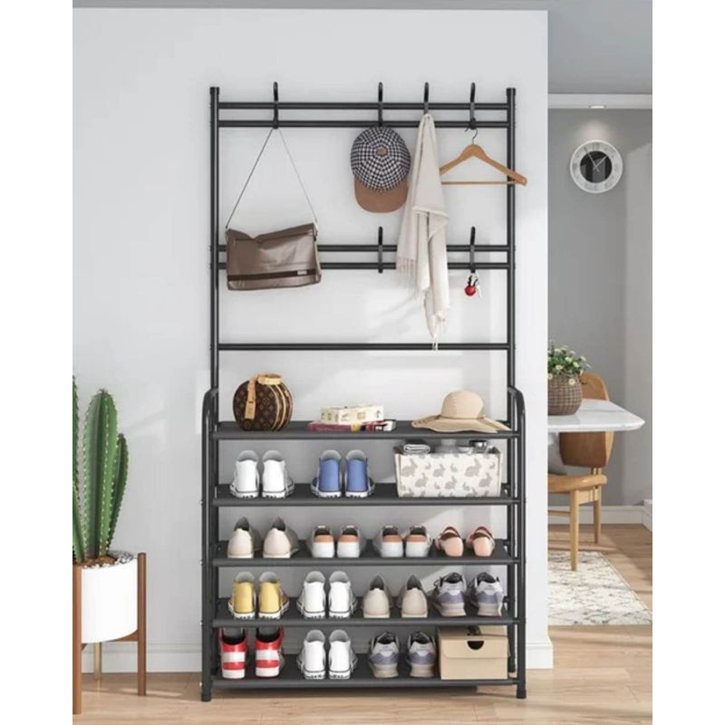 GENERICO - Zapatera Organizador de Calzado Zapatos de 5 Niveles Multiusos Negro