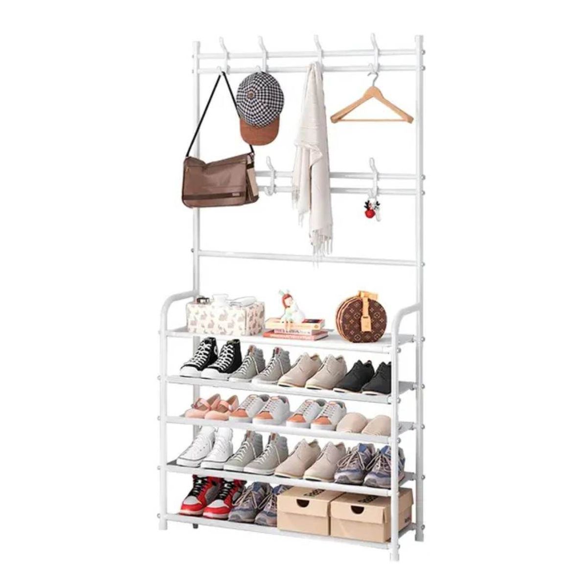 GENERICO - Zapatera Organizador de Calzado Zapatos de 5 Niveles Multiusos Blanco