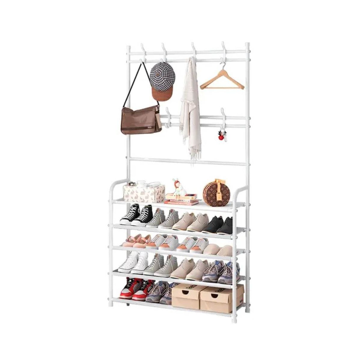 GENERICO - Zapatera Organizador de Calzado Zapatos de 5 Niveles Multiusos Blanco