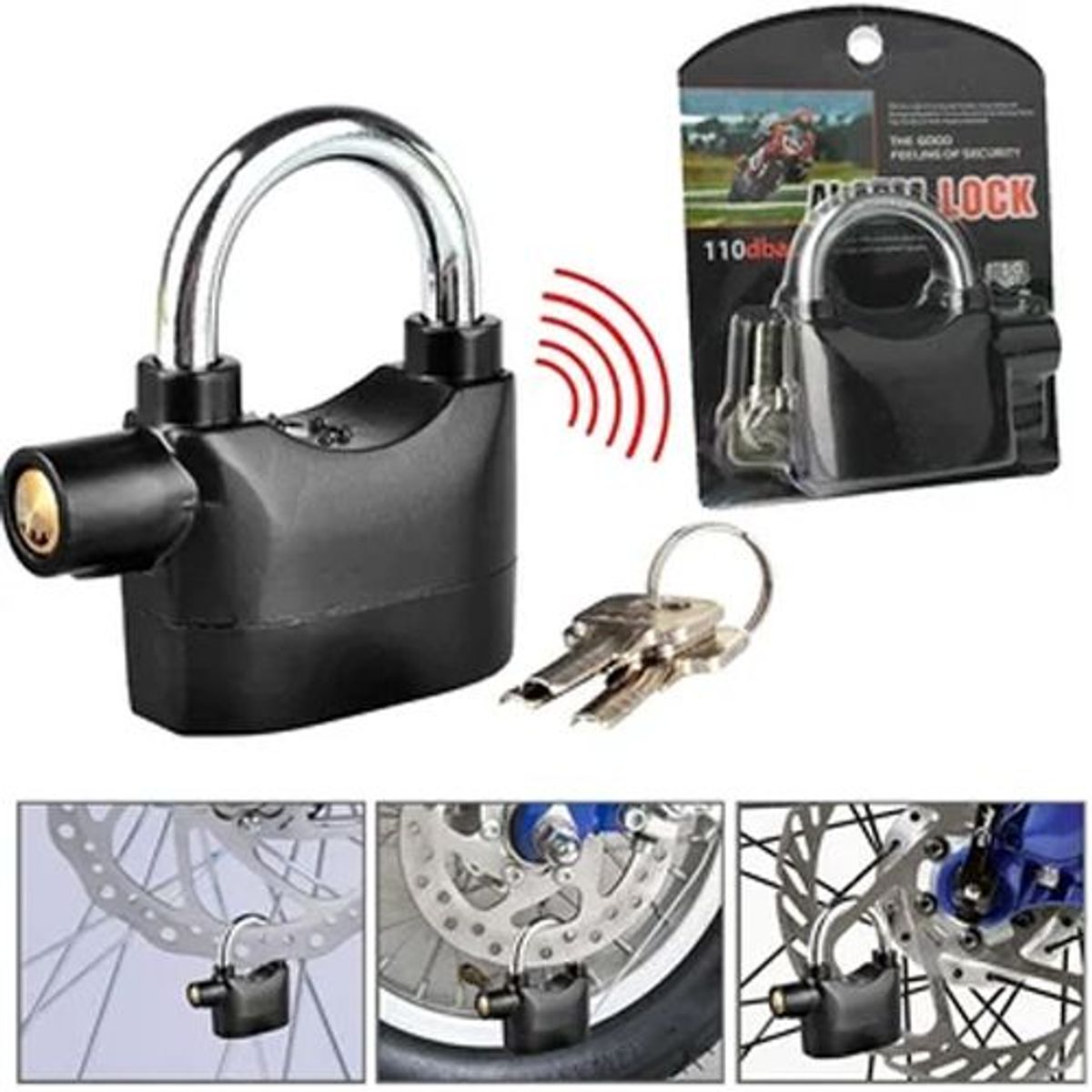 GENERICO - Candado de Seguridad Con Alarma Moto Bicicletas Scooter Puertas