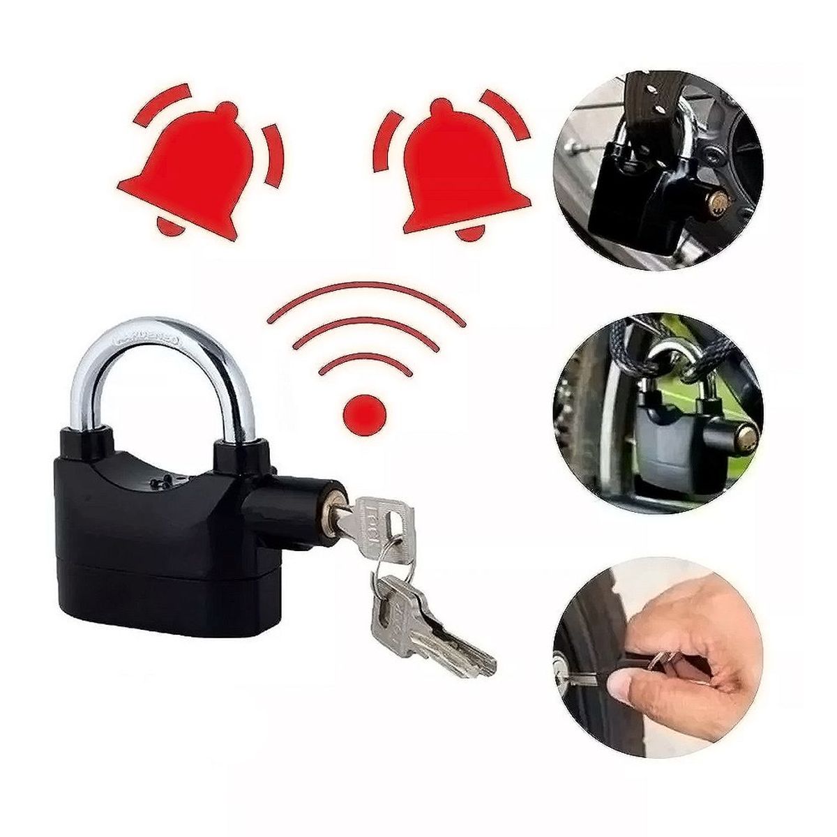 GENERICO - Candado de Seguridad Con Alarma Moto Bicicletas Scooter Puertas