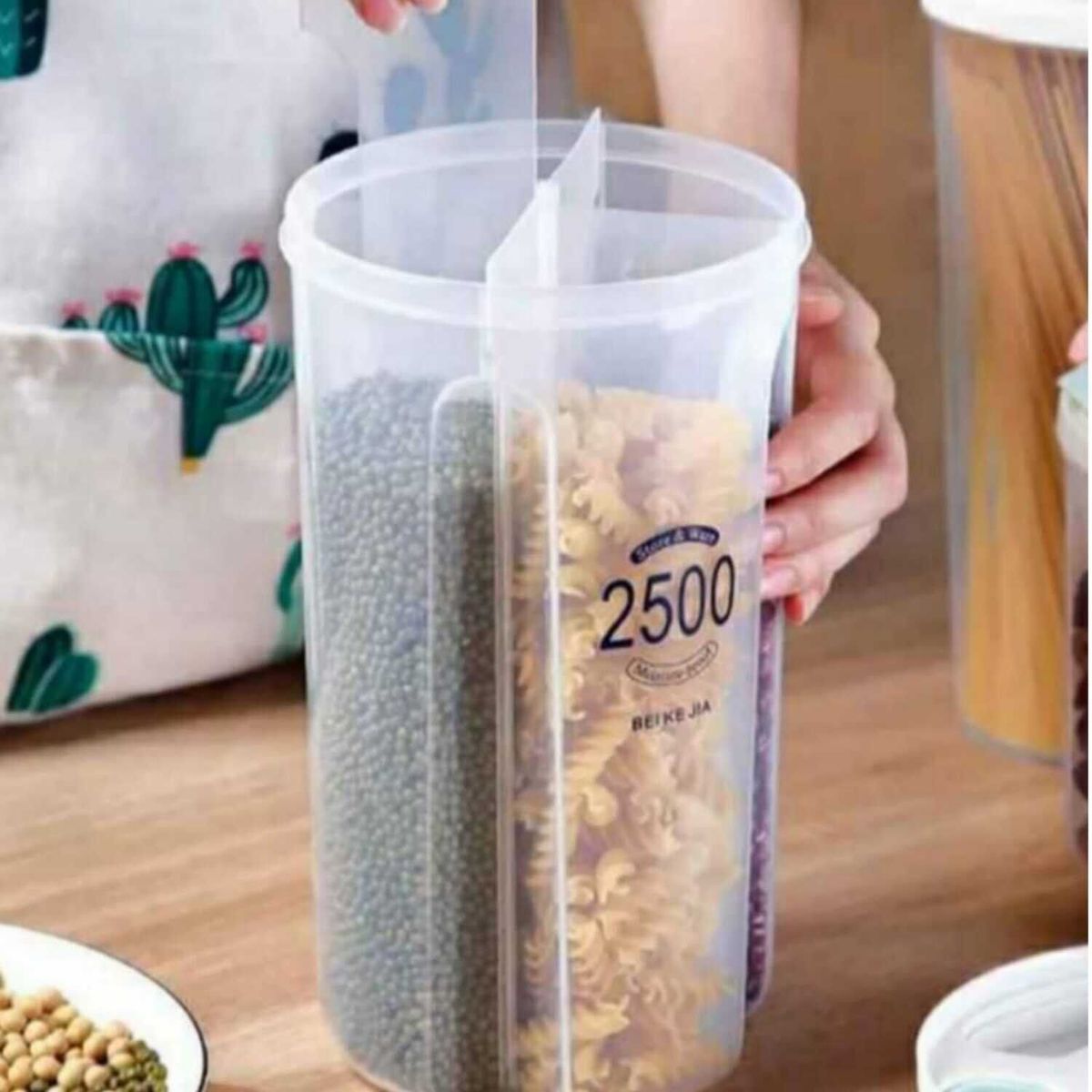 GENERICO - Contenedor De Cereales Granos 4 Divisiones 2500ml