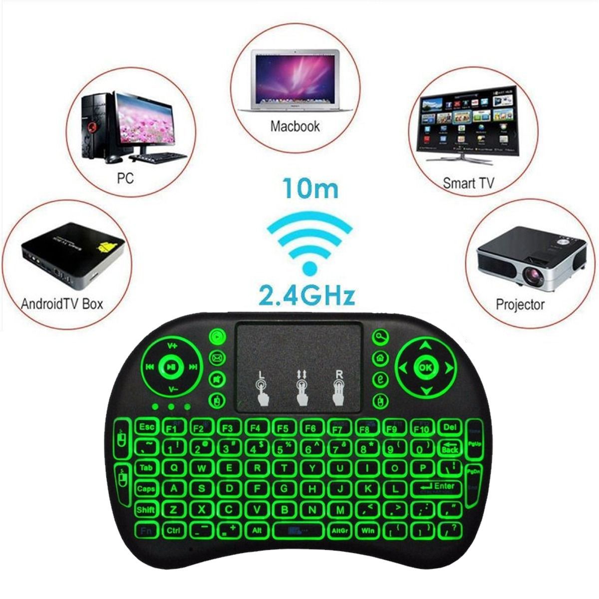 GENERICO - Mini Teclado Inalambrico Iluminado Para Smart Tv PC Android Tv XBOX