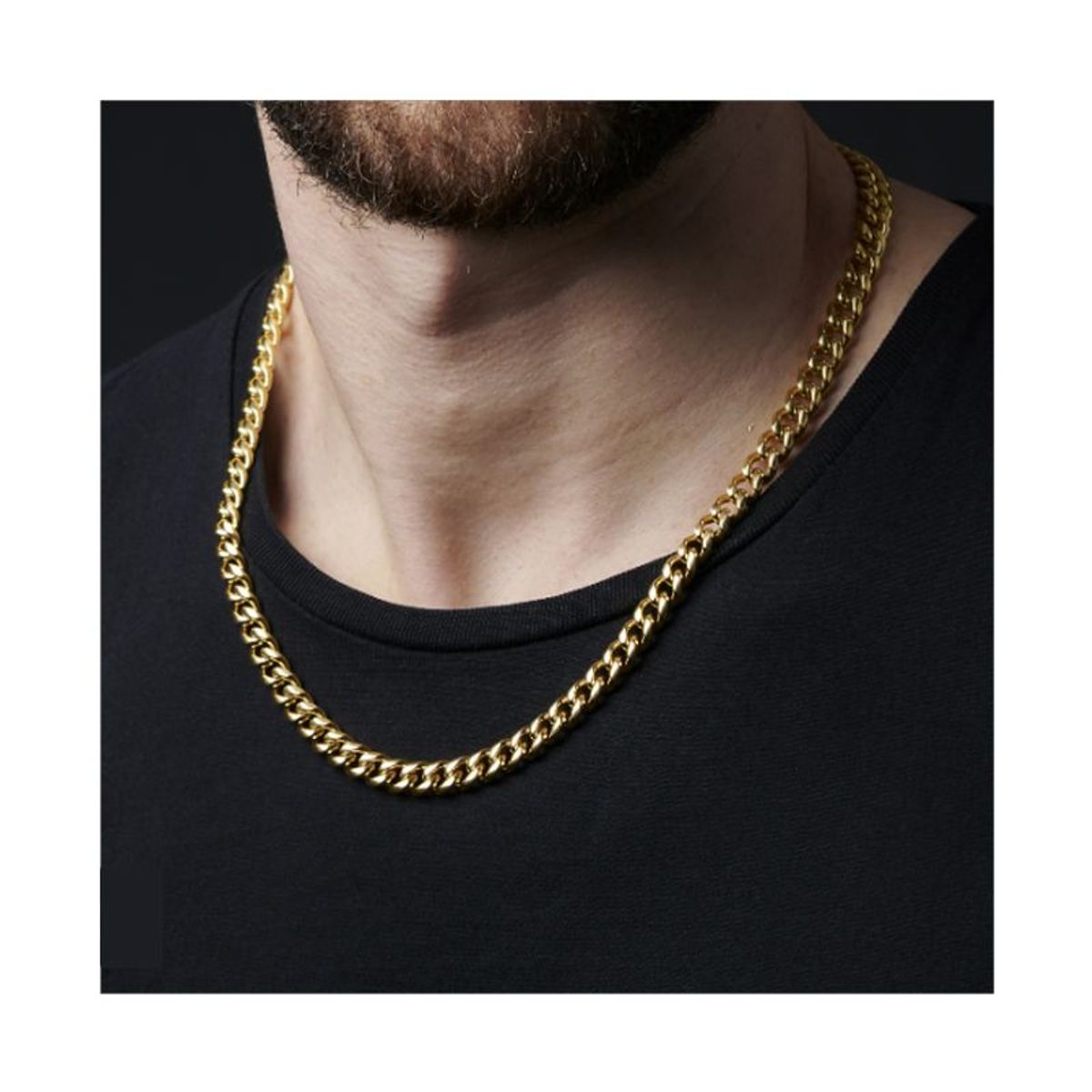 IMPORTADO MC - Cadena collar cubano hombre acero inoxidable dorado