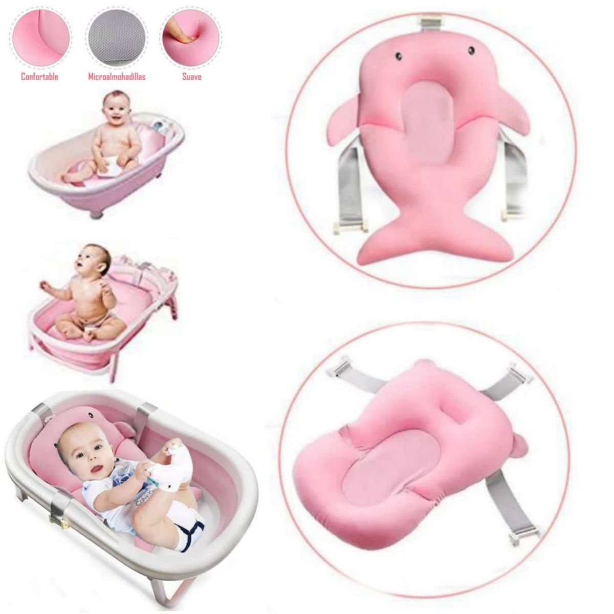 GENERICO - Cojín para bañera plegable ROSADO